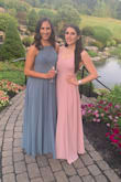 I wore this dress to a wedding and I received a lot of compliments. The dress fits true to size and the straps are adjustable. It's a little long even with heels so I would recommend getting it tailored. It's comfy and elegant! I would recommend this dress! - Sara K.