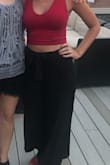 I love these. I've worn them twice in the past week. I wanted something dressed up but that would keep me cool in the summer heat. The slits are at the perfect height. They run a bit large but are so comfortable that I don't mind. - Sarah D.