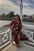 Beautiful dress! Nice quality that doesn't wrinkle. The slit is sexy but not too much. Just be careful if it's windy or you'll show more than what you want lol. Only problem was the snap button on the chest. It would open very easily. Had to add a safety pin for modesty. - Maria E.