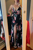 Loved this dress. As others noted the bust is a little large but I adjusted the straps and it looked great. Still, I found it to be very low cut and ended up using some fashion tape to make sure there weren't any slip ups. I think if I had worn a lower cut strapless I probably would have felt more secure. - Kristen H.