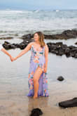 This dress exceeded my expectations. Great quality and was perfect for my honeymoon photo shoot in Hawaii. Very elegant! Since it is a wrap dress it runs a little big, I bought a large but a medium would have been perfect. - Kylie H.