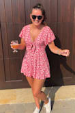 Absolutely love this romper!! I got so many compliments and it fit perfectly. I was able to wear a bra with it which I really liked. It is light weight and comfortable but will blow up in the wind. - Emily F.