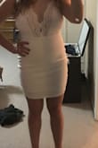 This dress is the short version of the wedding dress I originally wanted. It is classy and sexy! I cannot wait to wear it on my bachelorette party cruise! The material is nice and tank top style is great on most body types! It has a lot of stretch to it! It's short, but I like it! - Jessica L.