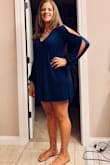 Due to medical issues I've gained some weight in the past year. This dress made me feel beautiful for a wedding. It was an outdoor wedding in August, 90 degrees with high humidity and this dress was light and airy despite the sleeves. I was very comfortable and got a lot of compliments. Thank you!! - Cunningham A.