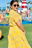 This dress fits perfectly to me ... I love this colour and print. - Maninder K.