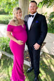 I bought this dress at 29 weeks pregnant and wasn't wearing it until 37 weeks pregnant. Probably not the smartest idea but it still had enough stretch and was super comfortable! The color was amazing and I got so many compliments on the dress! The color is amazing! - Harley F.