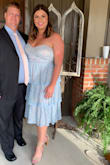 I wore this to a wedding in August in Alabama. I loved not having to wear a bra because it was HOT OUT. The dress has a nice padded cup so you can feel confident without a bra. I love the open panel under the bust. The length was a perfect midi for my height. - Rachel N.