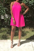 I wore this to a wedding in Mexico. Loved the bright pink. I received so many compliments. - Brittany A.