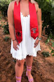 I ordered this dress for graduation because I wanted something light and airy and white! The dress was perfect, fit perfect and even has pockets!! Love it so much. Was comfortable the entire day wearing it! The small floral details of the neckline and the hem are so pretty and feminine! - Cassidy R.