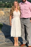 I wore this dress to my rehearsal dinner and had so many compliments. It was a little heavy for the heat wave that day (there are a few layers in the skirt) but I didn't mind. The lace is of a really good quality and there is a small tulle layer in the skirt that gives it some fullness. - Michelle B.
