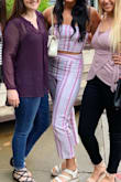 I have been buying from Lulus for years now and this outfit runs so small for top and bottoms. I am usually a medium but I had to get a large in both. I still thought the pants were too small. - Andrea E.