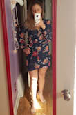 Love this dress. Glad I read reviews and decided to size down. Hard to keep the sleeves rolled like in the picture. I'm an xs on top but I have very athletic thighs and this fit perfectly. - Megan S.