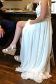 Needed something that made me taller for my wedding but would also be easy to walk around all day and in grass/gravel roads for our rustic wedding. The straps dug into my toes a bit at first but I stretched them out by wearing multiple pairs of socks and heating the strap with a hair dryer. Not the highest quality and were completely ruined after the wedding but did the job. I was able to wear them for over 8 hours with 4 hours of dancing. - Laura K.