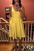 Fits great and so cute!! Got for a wedding and will be totally appropriate with great material. Very comfortable and love that there are pockets. Got a size small and am very happy. - Shannon K.