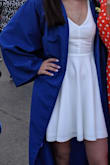 My daughter chose it to wear for her High school graduation and it was just perfect. Fit nicely, looked pristine, just the right length. Very appropriate for the occasion. Loved it. Quality of the material and how it was made very satisfying for the price we paid. - Marina K.
