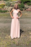 The color is pretty and the dress fit like a glove. I had to have it tailored to my height tho. Even when wearing heels their long dresses are extremely long. - Marketa K.