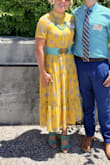 I really likes this dress with it 70's inspired cut. Followed reviews and model fit and I am very happy with my purchase. Great bright yellow with nice floral print. I got lots of compliments and can wear for multiple seasons due to light weight fabric! :) - Amanda V.