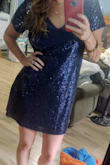 Love the dress, it does run big. I got a small and pro could have worn an XS. Length is good and it is lined. Well made. I have it scrunched to the side on the photo. - Brandy W.