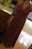 The dress fit perfectly! No alterations needed. The hardest part was deciding how I wanted to tie the straps because there's so many ways to design the dress. So comfortable. Can't wait to wear! Photo was just to try on real quick, no shoes on! - Anna M.
