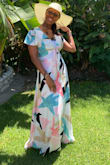 Great fit - my son commented on the lovely colors on my skin tone. Boyfriend loved it as well. I ordered a M but exchange it for a M. I wore a white tank top for added coverage and the tummy area. Snuck some converse under it for comfort. - Kathyann K.