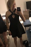 I got this dress for a bachelorette party and I loved the dress. I got an extra small when normally I get a small, only reason was reading everyone else's reviews for this dress. I did have to get the straps altered so my bust wouldn't pop out out. I wish I could have worn a bra but I did get the petals with the adhesive tape on it to help keep my bust up. - Elisabeth L.