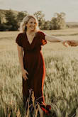 This was a perfect dress for my engagement photos! It is flowy and fit so well! The material wrinkles easily, so I had to steam the dress a few times. - Katelyn P.