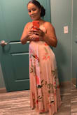 The dress is beautiful! I received compliments all night. The material feels so good almost like a silk, the dress fit true to size. A little long but I took it in for alterations and it turned out great. - Carla G.