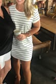 The perfect t-shirt dress that can be dressed up and down! It is a little bit thicker than the typical shirt dress material which makes it very versatile! Love!! I want more colors and possibly a solid color! - Kristen P.
