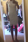 The dress was soo long on me and since it was lace, it could not be altered. It is a very formal dress... NOT a high school party dress! The sleeves and lace on the back were very loose but the fitting in the torso and chest area were snug. Overall, I was very disappointed it did not look the same on me as it did on the tall model: where are the 5;3: models at?! - Mia C.