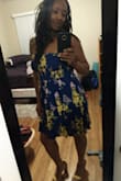 This dress is darling. My measurements fit for a L, but I ordered a M because of a previous review which warned about the stretch of the top. So I sized down and it's perfect. Can wear without a bra and the dress still flows. Such a cute su summer sun dress! - Tresa S.