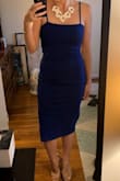 This was my first time purchasing from Lulus and I wasn't 100% sure on my size. I ordered a small, and kept it and wore it to my friends wedding. It fit well, but I probably could've gone a size smaller, it was a little big, especially in the bottom. It was still very wearable and I got a lot of compliments on it! The cobalt color was nice and stood out, but was still simple enough to not be too much. - Julie M.