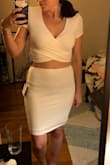 I ordered this as an option for my bachelorette party. It was very comfortable and relatively cute, but it was also quite thin and felt a little like wearing a pillow case. I would have liked the top by itself, but the skirt was too thin casual looking. The double plain cotton look wasn't the best and I ultimately returned it. - Julie M.