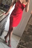 Another dress purchase from Lulus and it did not disappoint. I got many compliments on this dress. The top fit a little big but that's normal for me since I am small chested. I got it altered and it fit perfect. The color was very vibrant and the material was thick and stretchy. I used it for a wedding and paired it with a color combo shoe of magenta and red. - Daniela S.