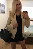I love this jacket. It looks great and I wear it with jeans or black dress. You can create a lot of great outfits! My favorite look is with black dress, black heels and also black purse. - Aga R.