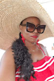 Item is as described. This hat was not easy to pack for my International trip however I managed to pack it without damaging it.  It made quite the statement piece on the yacht! - Renee F.