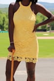 Wore this for my graduation and it was perfect! Great length for the occasion and not too tight. I was debating between M or L and went with L. Glad I did because I think M would have been tighter which would've still been cute but tighter and less appropriate for the occasion! - Rubii T.