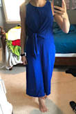 Material was beautiful and the design of it was also well done, however the legs are so large it looks like I'm wearing a dress. It makes me look like my legs are huge and my ankles are tiny. It looks horrible on me and unfortunately I was unable to return it due to final sale item so I wasted $50 on something I am stuck with! :( - Jolena D.