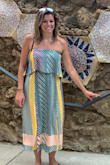 Wasn't sure about this but had to give it a try and was not disappointed. So cute! Wore this on vacation walking around all day in the heat. Fits great. Really comfortable. Looks really cute in person. Stays up well despite the strapless style. - Casey H.