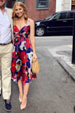 Form fitting/tight around the waist. Adjustable straps made the fit perfectly. Great silky material. Colors are a bit darker in person but it made me love the dress even more. Super happy with this purchase! - Rachel B.