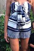I brought this on a beach trip. It was cute, got compliments.
However, size Medium was very snug on the chest area, and I am only a B cup. Also the ensemble is short, so it was a little short for my tall frame. But it is so cute, it's a keeper. - Jessica L.