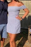 Love this dress and received tons of compliments. It's fitted in the chest and tummy area - no give, but otherwise pretty accurate size. - Jessica L.