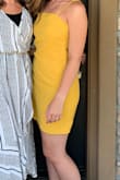 Wore this on my birthday and it's my absolute favorite dress; however, it doesn't fit exactly how I thought. I'm shorter with a more athletic build, so it was a bit more fitted around my hips and bigger around my chest. Overall, still obsessed & cannot wait to wear again! - Dakota S.