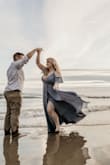 I LOVE this dress! We did our engagement photos at the beach, where we had our first date, and I wanted something flowy but also comfortable. I put off our pictures for 2 years because I am so self conscious. I came across this dress and it was the exact color I wanted and the reviews were awesome so I went for it. It's seriously the best dress I've ever owned! Well made and so comfortable. They didn't have a large when I ordered, so I got the XL, which fit truly like an XL, and my mom had to take in the bust area and hem the bottom. The flowy-ness was perfect for the beach and I felt so beautiful! I'm self conscious about my arms but the little sleeves covered my problem spots perfectly! Also my back looked so smooth! GET THE DRESS! - Emma T.