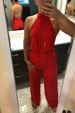 This jumpsuit was perfect! I have a long body so I usually cannot pull off jumpsuits and rompers, but the top allowed it to fit perfectly! The length was great, perfect with tall heels, especially considering my height! 10/10 recommend! The neck and back are very sexy! - Lauren B.