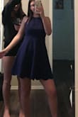 I bought a size small because they were out of extra small in this color and bought an extra small in black. I believe the small fits true to size. The extra small fits better however the blue one is still wearable due to the adjustable straps in the back. I love how the back is open and it works best with a sticky bra. Really great quality at a great price!! - Mikaela G.
