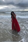 I ordered this dress for my beach engagement shoot and wowza! It was everything I could've hoped for! I was initially nervous that the waist would be too tight, but it was perfect. It fit true to size. The color was awesome and I didn't need to wear a bra under it. So perfect! 10/10 would buy it again!! - Alita M.