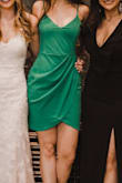 Runs smaller than other Lulus dresses - I am usually a Lulus XS-S because of my waist size (I usually only buy dresses that are fitted at the waist and flare at the hips) but a M fit perfectly! Was a little short and definitely rides up a little bit so I would recommend pinning it together at the bottom, but overall a gorgeous dress! Less lime green than it appears in the picture. - Trisha B.