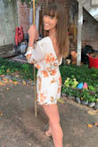 This romper made my day! I've now worn this twice- for my 30th Birthday and for my 2 year Anniversary! Love love love this style. It was flowy up top, not too short, sexy open back, and overall a light fabric to help cool off in the California sun. Highly recommend for special occasions or a cocktail attire event! - Kelton M.