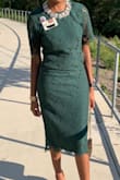 It fit me perfectly! I got so many compliments and the color is fabulous, definitely a dress I can wear all year around. Everyone thought it was a skirt and top because of the overlay detail. It's sophisticated but still comfortable. - Tiffany F.