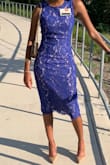 This dress is very pretty! It was a little loose at the top on the sides of bust area but everywhere else fit just right for me. - Tiffany F.